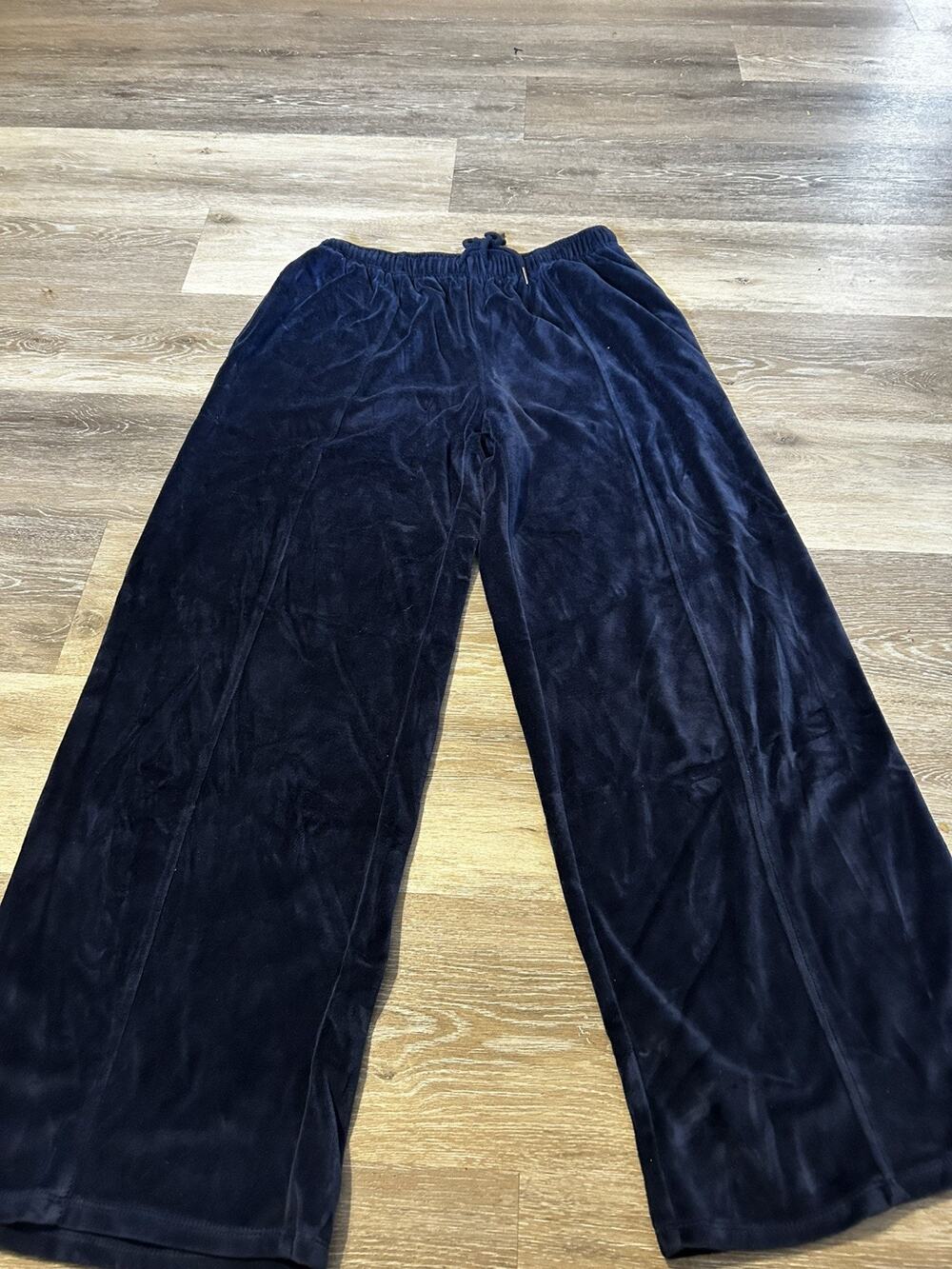 Universal Thread Wide Leg Blue Velour LoungeWear Size Medium